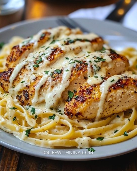 Garlic Butter Chicken with Creamy Ricotta Alfredo Pasta