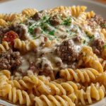 Beef and Rotini in Garlic Parmesan Sauce