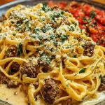 Cajun Beef Linguine in Creamy Velveeta Parmesan Garlic Sauce