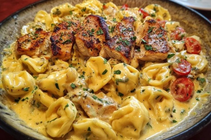 Cajun Garlic Chicken Tortellini in Three-Cheese Cream