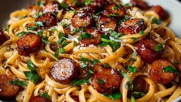 Sticky Honey Garlic Sausage Pasta