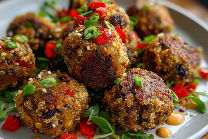Mushroom Quinoa and Red Pepper Veggie Balls