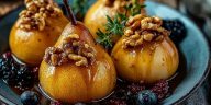 Baked Pears with Honey & Walnuts