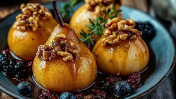 Baked Pears with Honey & Walnuts