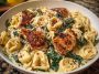 Creamy Chicken Tortellini with Spinach and Garlic Parmesan Cheese