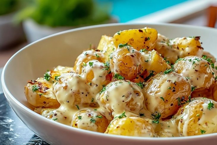 Creamy Garlic Baby Potatoes