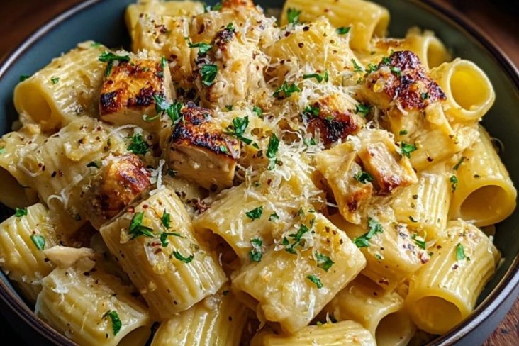Creamy Garlic Butter Chicken Rigatoni Recipe