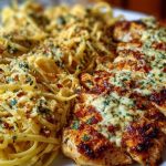Creamy Garlic Parmesan Chicken with Cheesy Linguine
