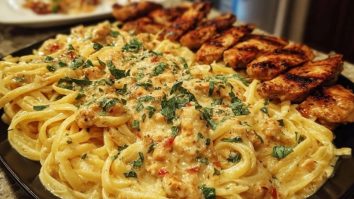 Creamy Velveeta Chicken Linguine with Mozzarella Garlic Sauce