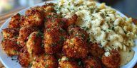 Crispy Parmesan Chicken Bites with Smoky Cajun Alfredo Gemelli