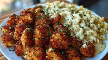 Crispy Parmesan Chicken Bites with Smoky Cajun Alfredo Gemelli