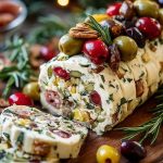 Festive Holiday Antipasto Cream Cheese Log