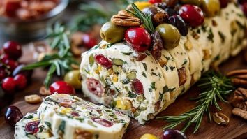 Festive Holiday Antipasto Cream Cheese Log