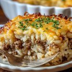 French Onion Ground Beef and Rice Casserole