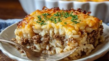 French Onion Ground Beef and Rice Casserole