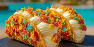 Fruity Pebbles Cheesecake Tacos