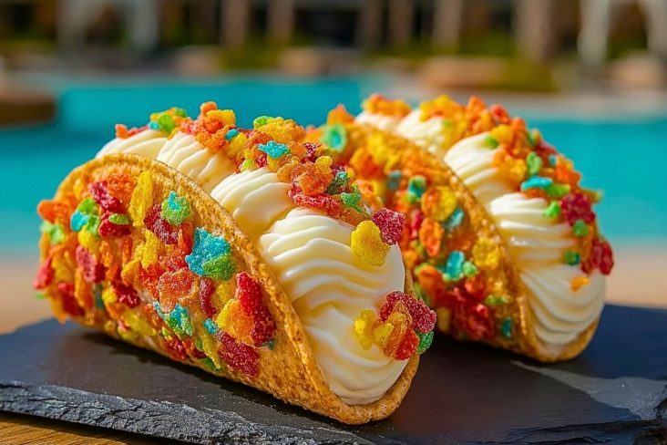 Fruity Pebbles Cheesecake Tacos
