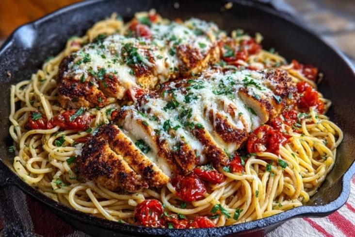 Garlic Butter Chicken Parmesan Pasta