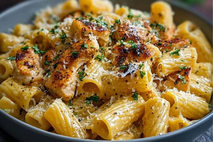 Garlic Butter Chicken with Rigatoni and Parmesan