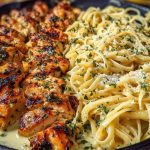 Garlic Butter Chicken with Velvety Parmesan Linguine