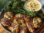 Garlic-Parmesan Chicken Bites with Sun-Dried Tomato Cajun Alfredo and Charred Broccolini
