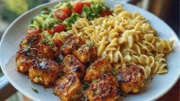 Maple Garlic Chicken Bites with Spicy Cajun Alfredo