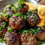 The Best Korean BBQ Meatballs with Spicy Mayo Dip