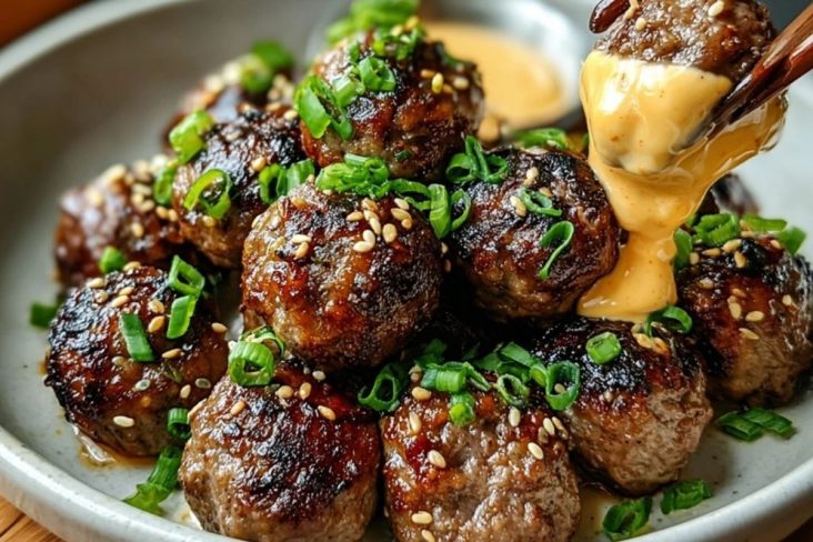 The Best Korean BBQ Meatballs with Spicy Mayo Dip