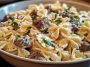 Beef and Bowtie Pasta with Alfredo Sauce