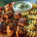 Cajun Chicken Bites with Creamy Garlic Herb Alfredo Twists