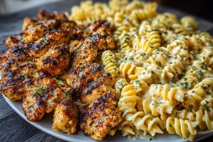 Cajun Garlic Butter Chicken with Creamy Parmesan Twisted Pasta