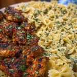 Cheesy Bowtie Pasta with Garlic Parmesan Chicken