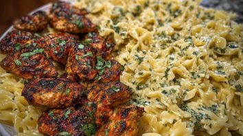Cheesy Bowtie Pasta with Garlic Parmesan Chicken