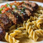 Cheesy Cajun Steak Pasta with Garlic Parmesan Sauce