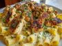 Cheesy Garlic Butter Chicken Bites with Rigatoni in Alfredo Sauce
