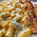 Cheesy Garlic Butter Chicken Rigatoni in Creamy Alfredo Sauce