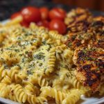 Cheesy Velveeta Chicken Twisted Pasta with Mozzarella Garlic Sauce