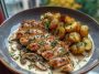 Chestnut Garlic Greek Chicken Alfredo with Sage Potatoes & Mushroom Basil Pesto