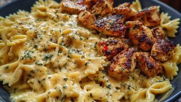 Chicken Creamy Velveeta Bowtie Pasta with Mozzarella Garlic Sauce