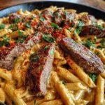 Creamy Cajun Butter Tender Steak Pasta Skillet