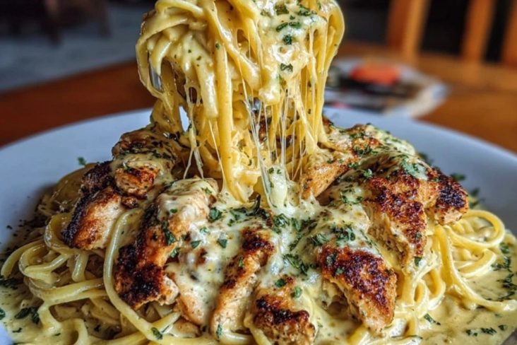 Creamy Cajun Chicken Linguine with Garlic Mozzarella Sauce