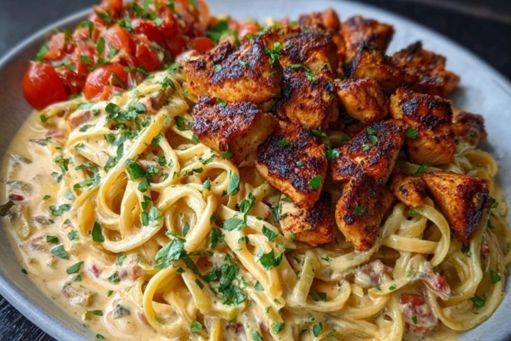 Creamy Cajun Chicken Linguine with Spicy Garlic Cheese Sauce