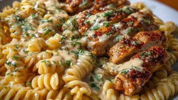 Creamy Cajun Chicken Rotini with Mozzarella Alfredo Sauce