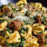 Creamy Garlic Butter Beef Tortellini with Italian Sausage & Spinach