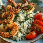 Creamy Garlic Butter Shrimp Bowl with Herb Rice