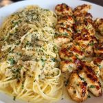 Creamy Garlic Parmesan Chicken with Cheesy Spaghetti