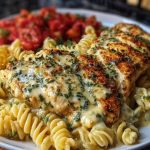 Creamy Garlic Parmesan Chicken with Cheesy Twisted Pasta