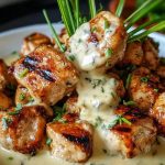 Creamy Garlic Sauce with Grilled Chicken Bites