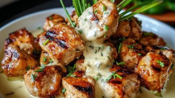 Creamy Garlic Sauce with Grilled Chicken Bites