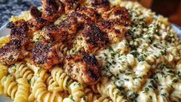 Creamy Parmesan Rotini with Cajun Garlic Butter Chicken